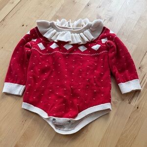 Red and White Ruffled Kids One Piece